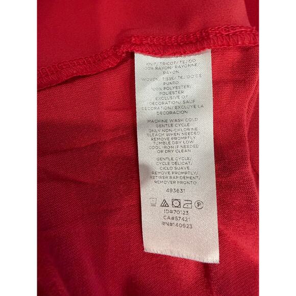 LOFT Pink Blouse Cutout Neckline Blouson Sleeves Shirred Bodice Size M EUC - Picture 6 of 7